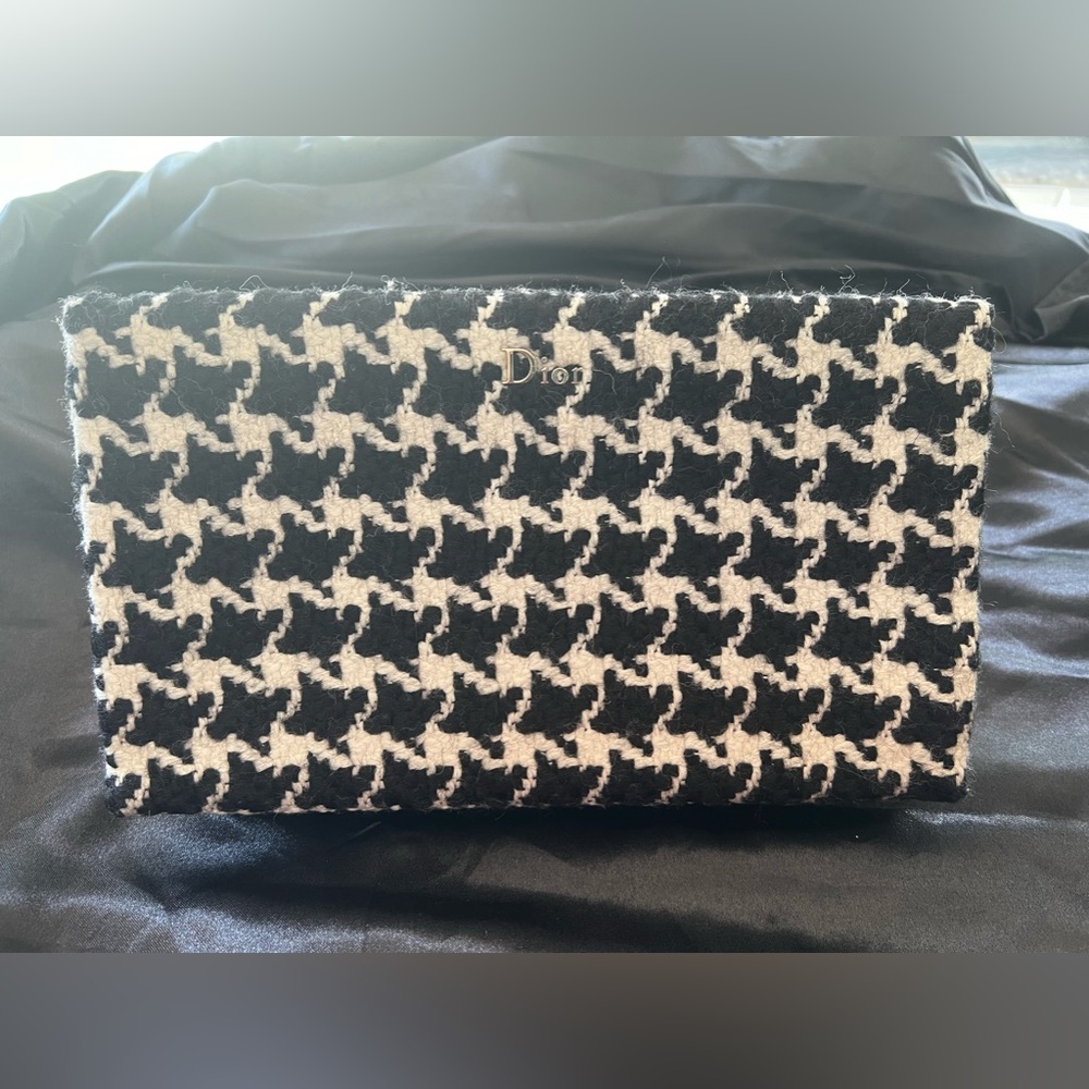 Dior-Tweed - authentic shoulder bag- black/white excellent condition